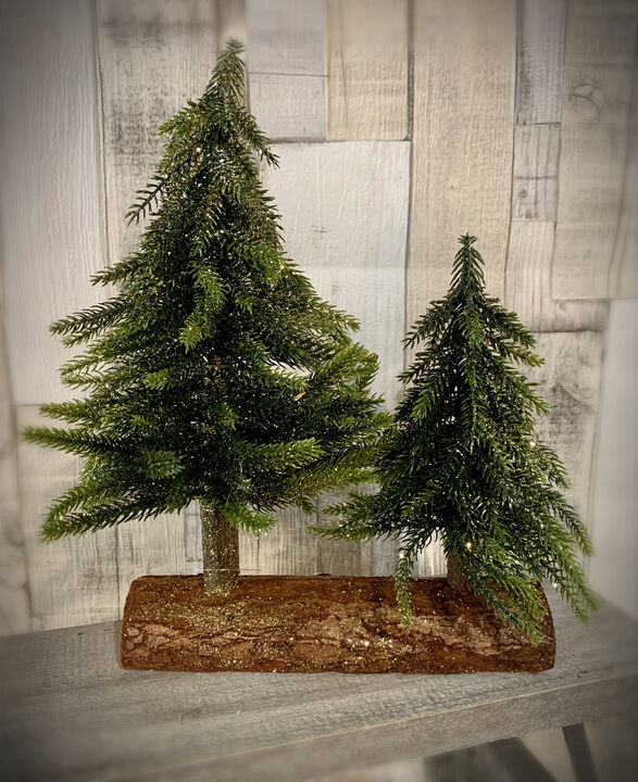 Gold Glitter Double Fir Trees 