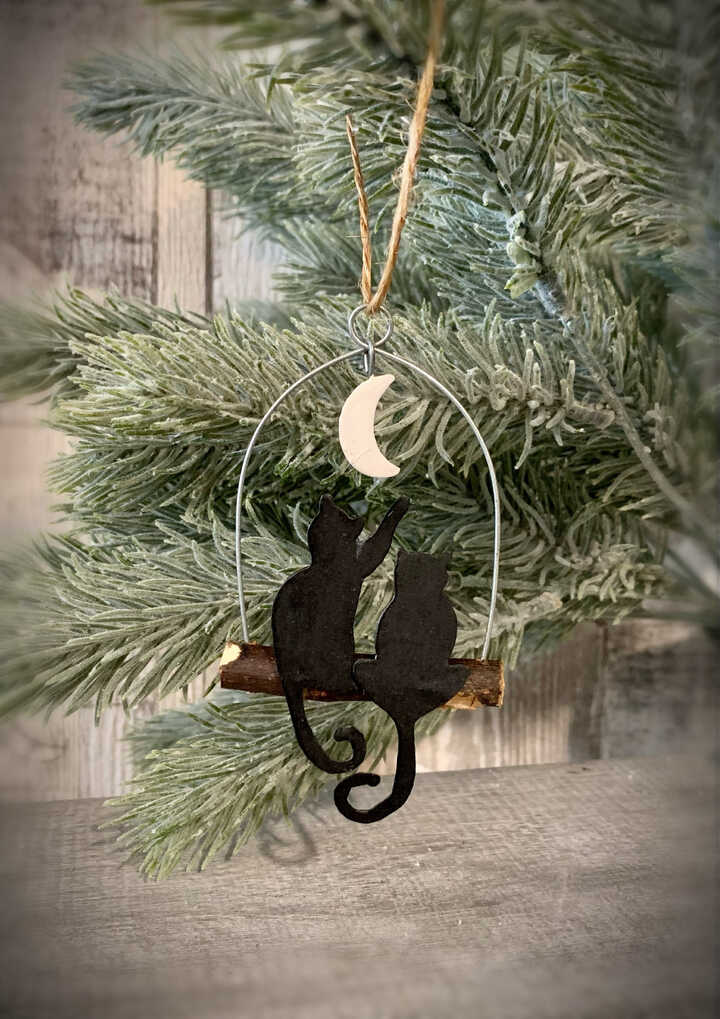 Shoeless Joe Moonlight Cats Hanging Christmas Decoration