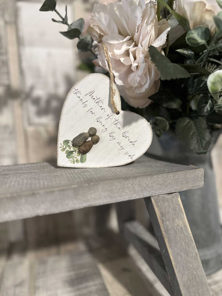 Mother Of The Bride Pebble Heart Hanger