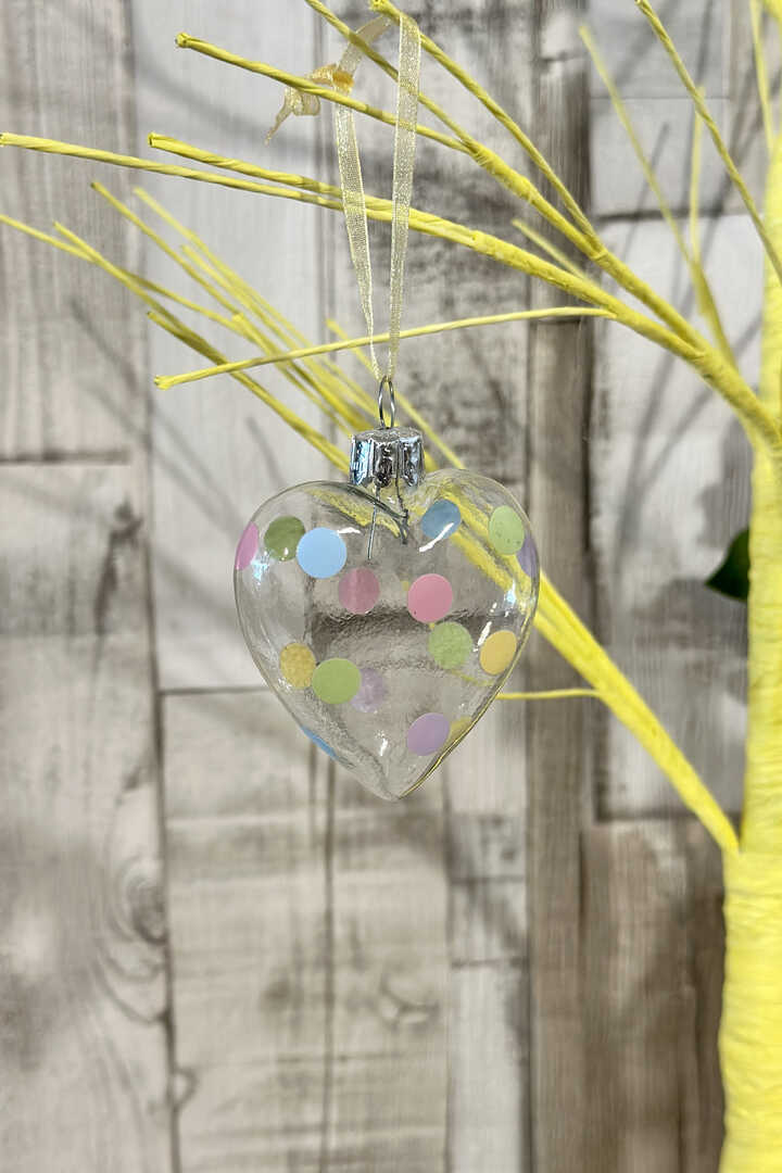 Gisela Graham Pastel Spot Glass Heart