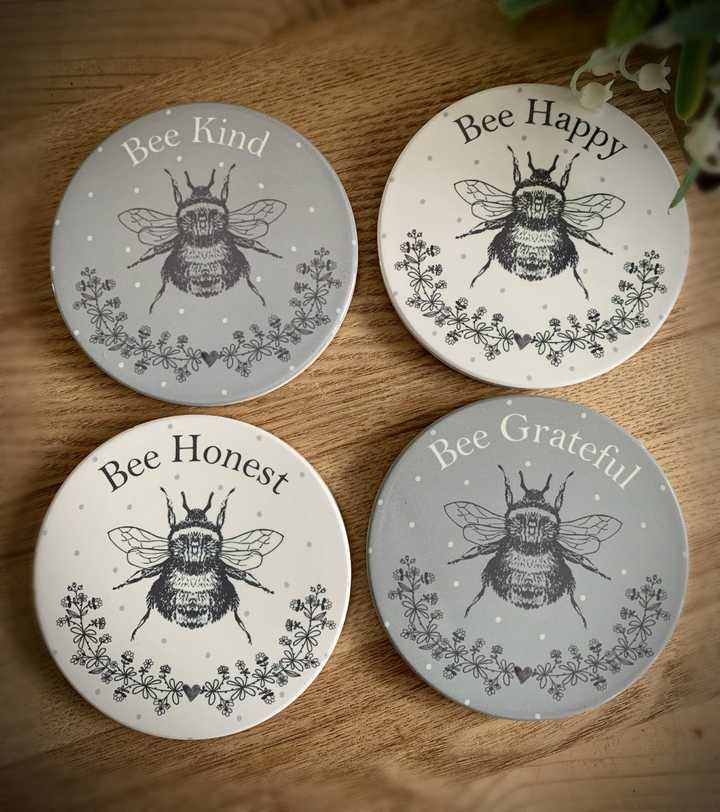  Bee Round Coaster Set