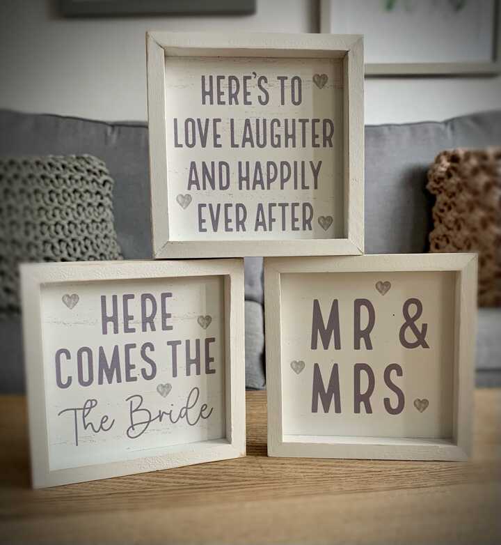 Mini Whitewash Framed Wedding Signs 3a