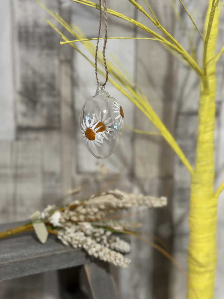 Glass Daisy Hanging Easter Egg