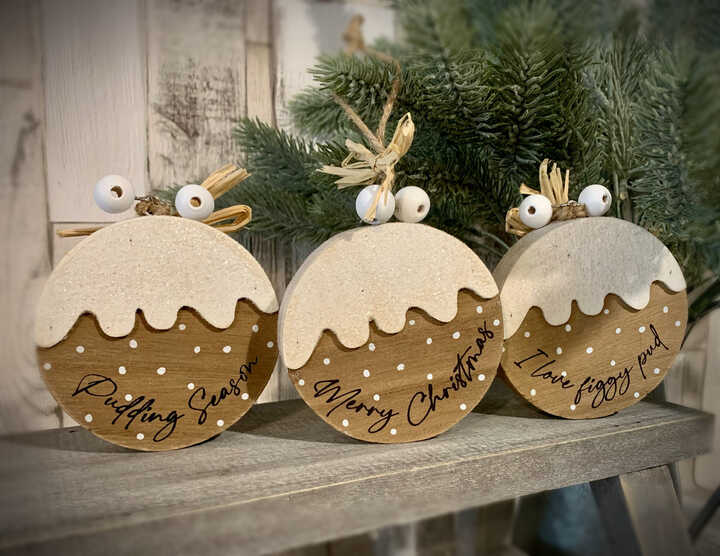 Wooden Christmas Pudding Hanger 3A