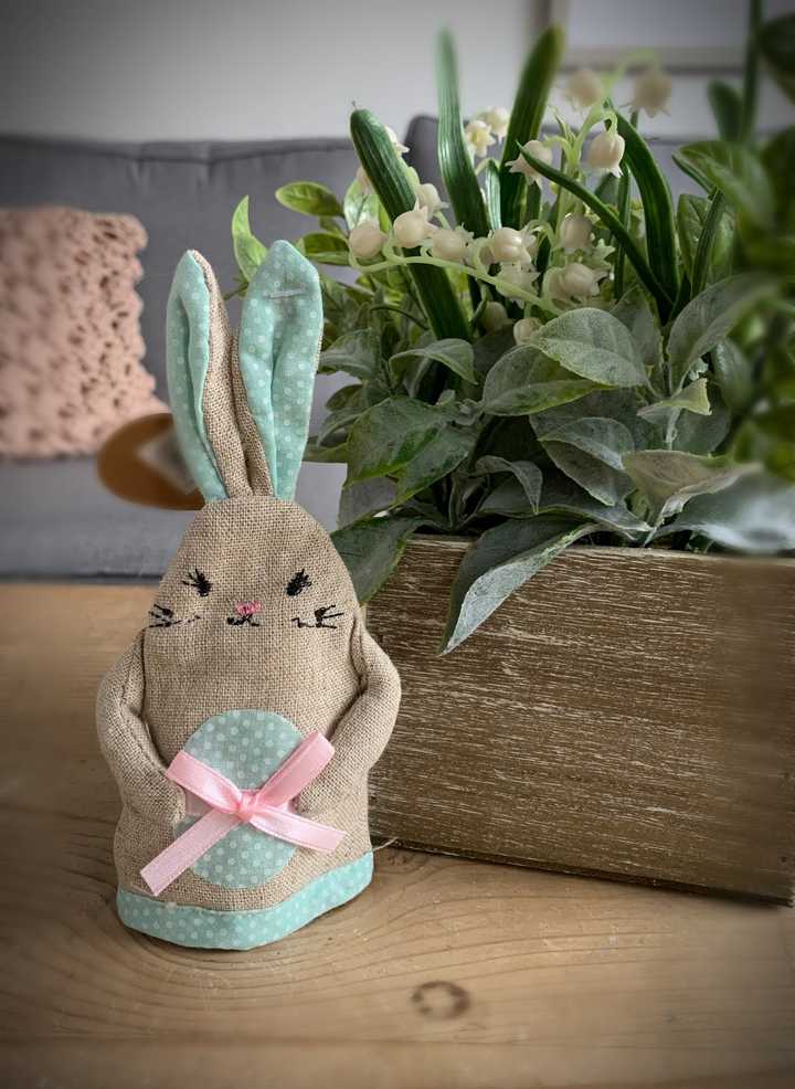 Blue Trim Rabbit Egg Cosy