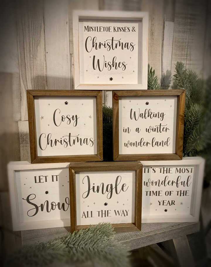 Mini Rustic Framed Wooden Christmas Plaques