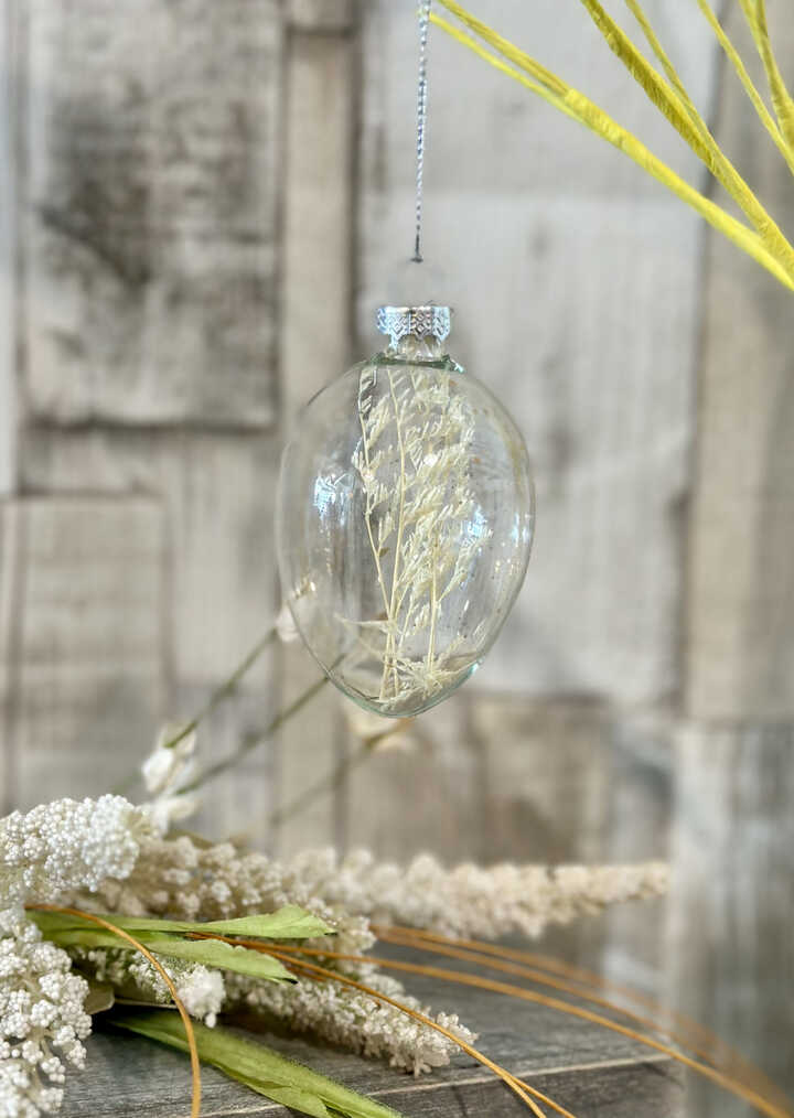 Glass Egg With Natural Dried Flowers