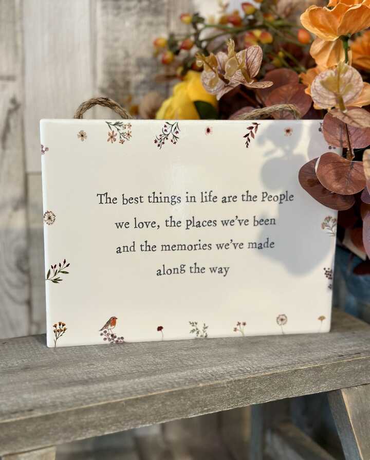 The Best Things Ceramic Floral & Robin Ceramic Sign