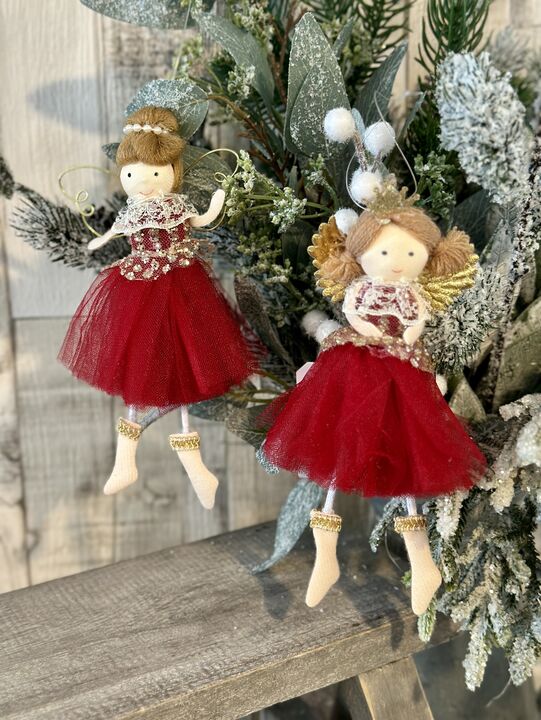 Christmas Red Tutu Hanging Fairy