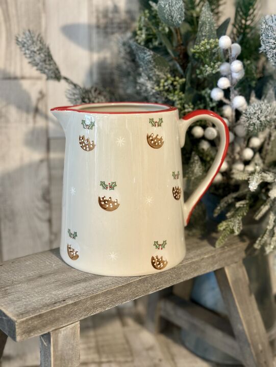 Large Stoneware Christmas Pudding Jug