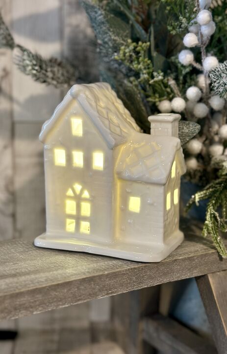 Ceramic LED Textured Roof Christmas House