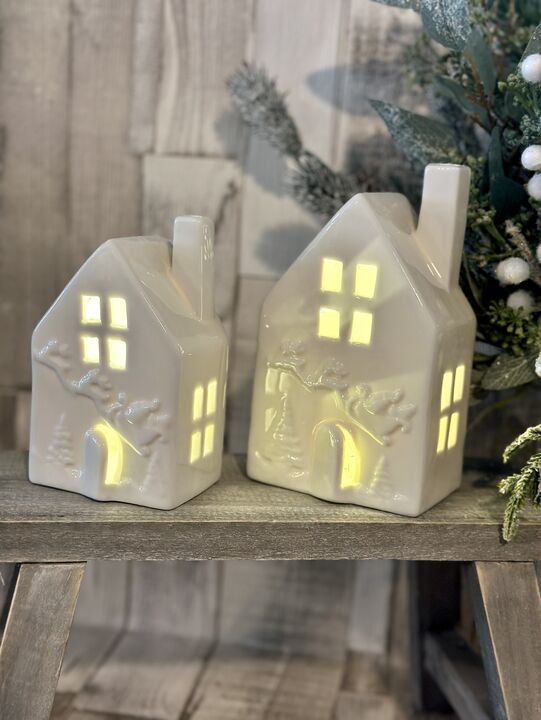 Ceramic LED Santas Sleigh House