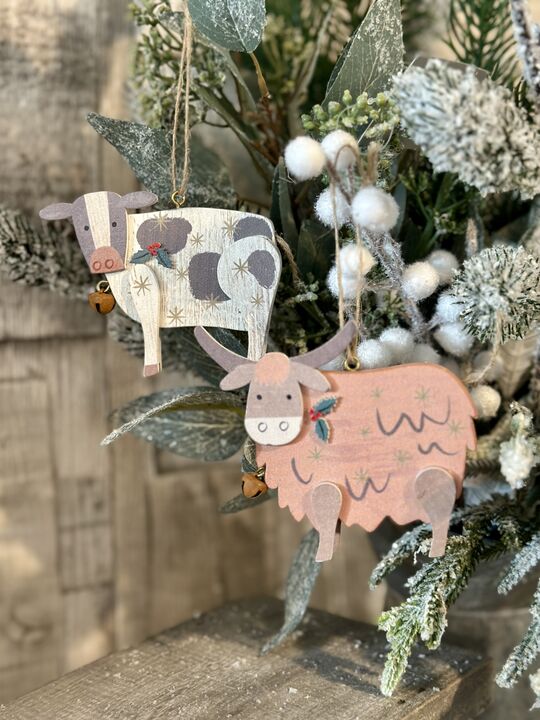 Wooden Hanging Christmas Cow