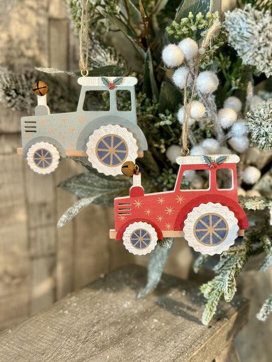 Hanging Wooden Christmas Tractor