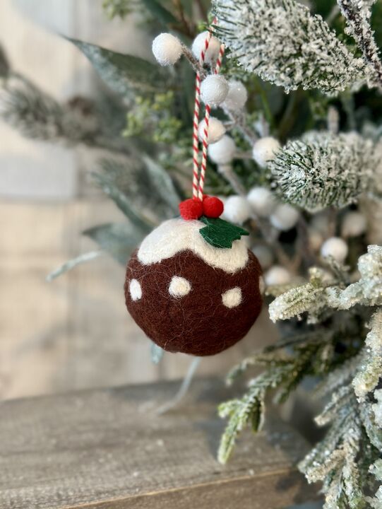 Hanging Felted Wool Christmas Pudding