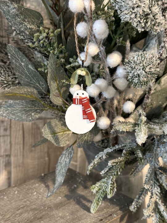 Snowman &amp; Mistletoe Hanging Decoration