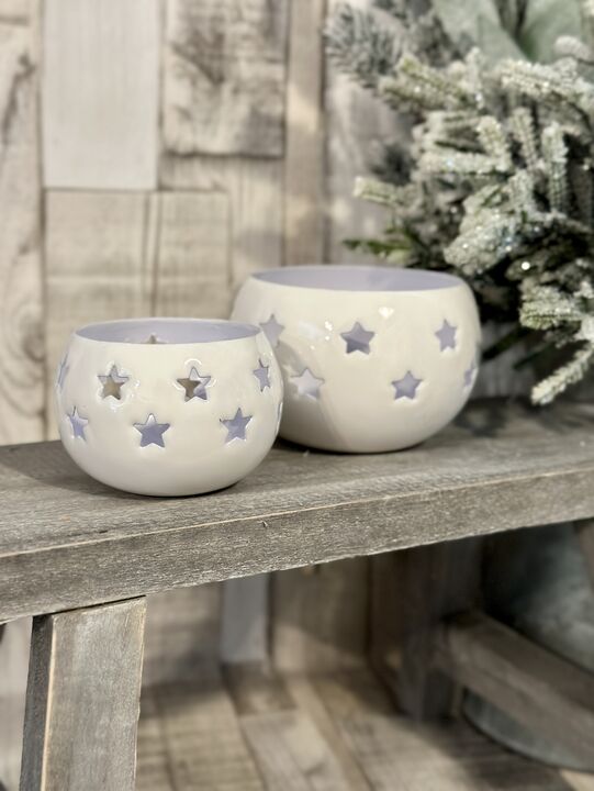 White Cut Out Star Tealight Holder