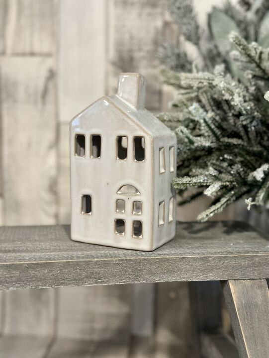 Medium Rustic Ceramic House Tealight Holder