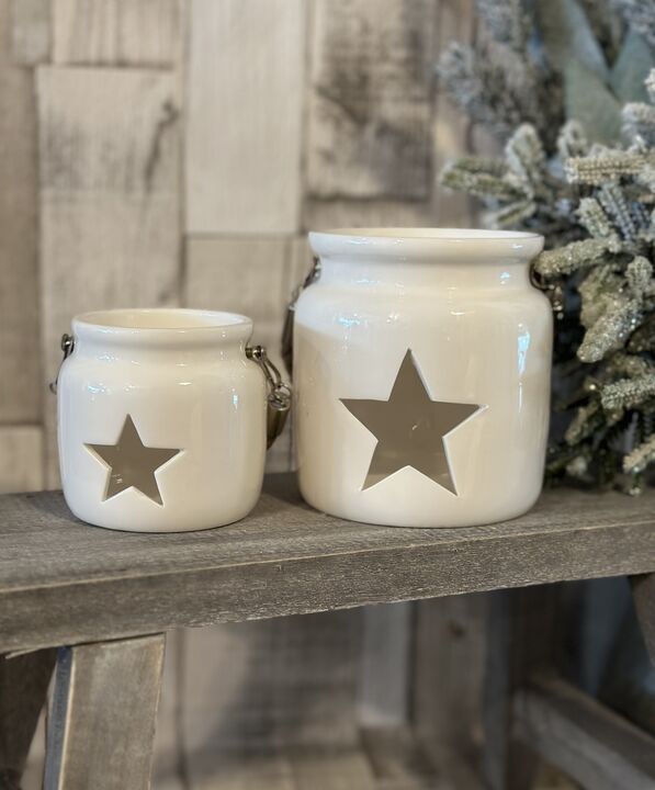 White Ceramic Star Tealight Holder