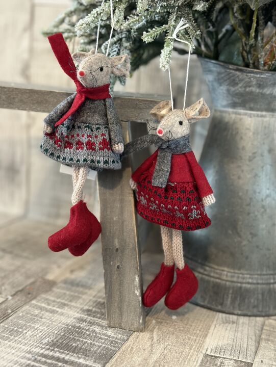 Red/Grey Hanging Christmas Mouse