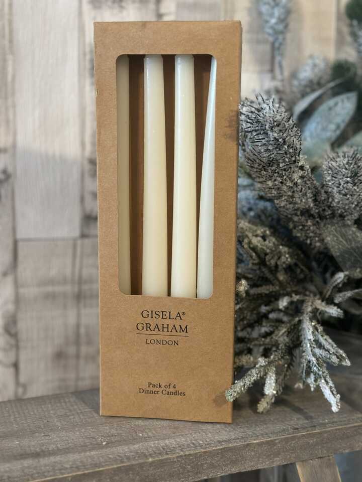 Cream Taper Dinner Candles (Box of 4)