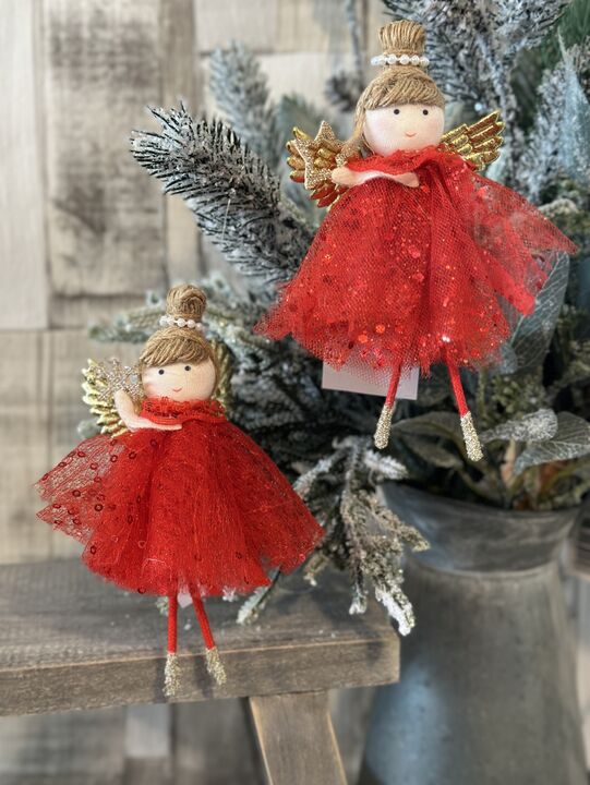 Snowflake &amp; Star Red Christmas Fairies