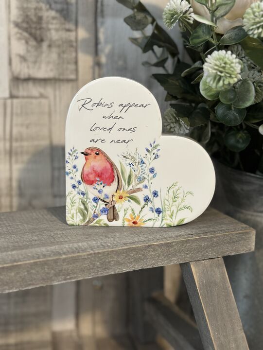 Robins Appear Ceramic Heart