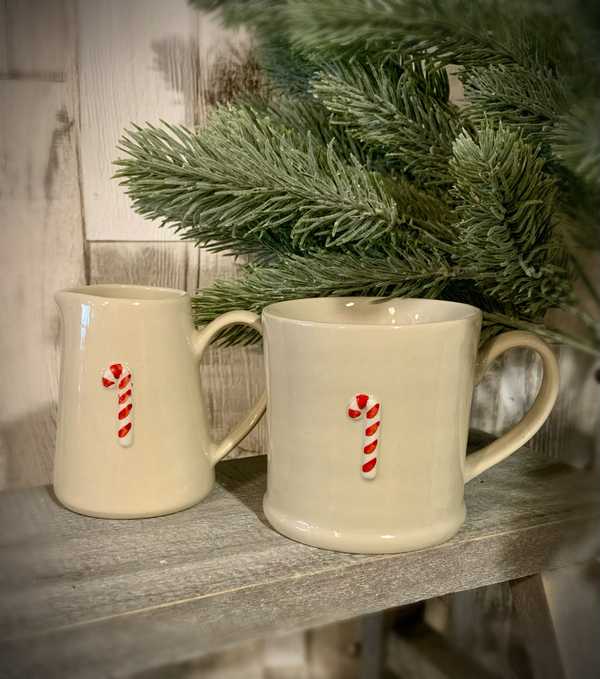 Gisela Graham Candy Cane Mini Jug And Mug