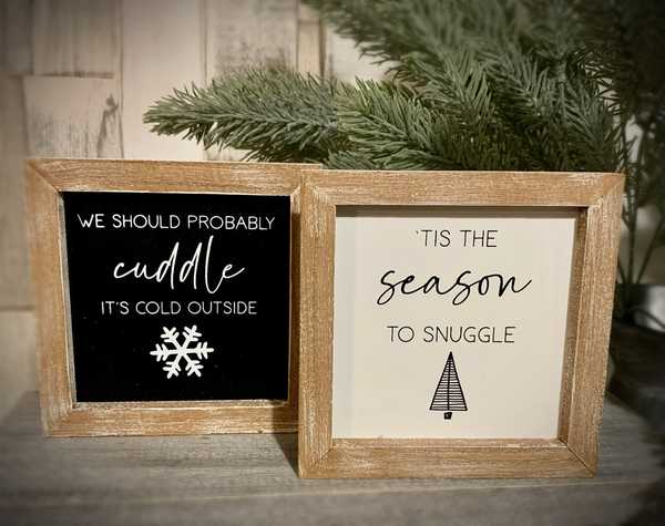 Snuggle And Cuddle Wooden Mini Plaques