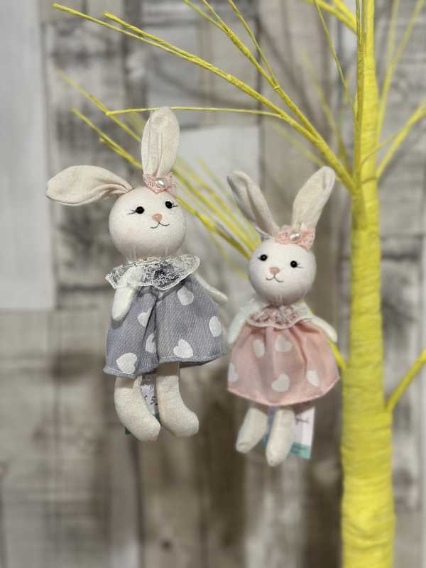 Fabric Hanging Easter Bunny With Heart Dress