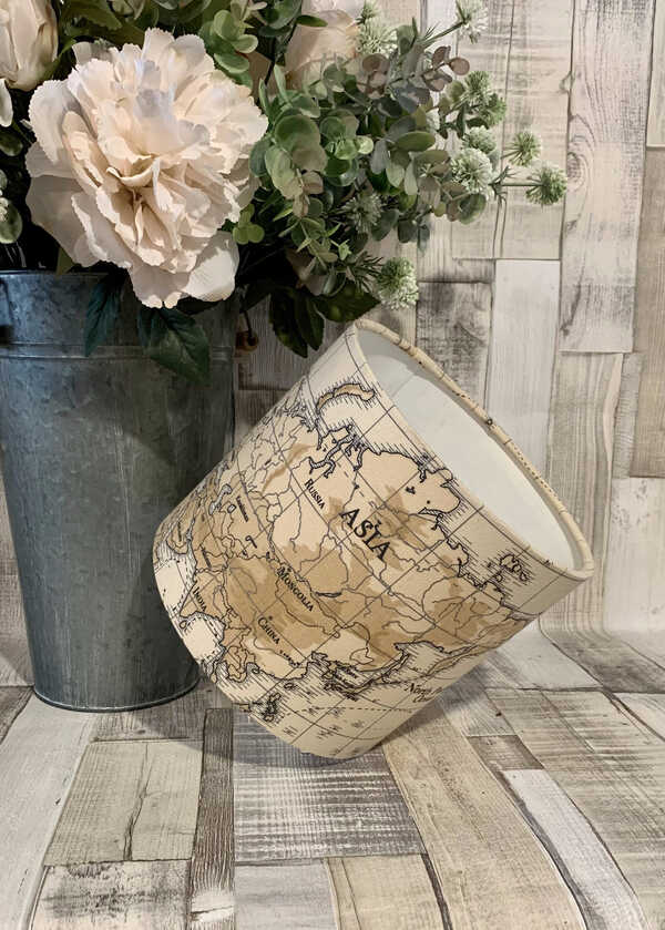 Taupe Vintage Map Lampshade 