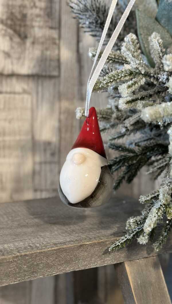 Grey & Red Ceramic Hanging Gonk