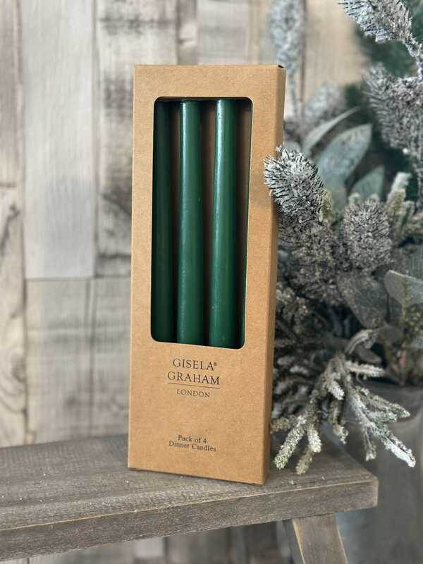 Dark Green Taper Dinner Candles (Box of 4)