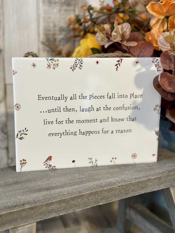 Eventually Ceramic Floral & Robin Sign