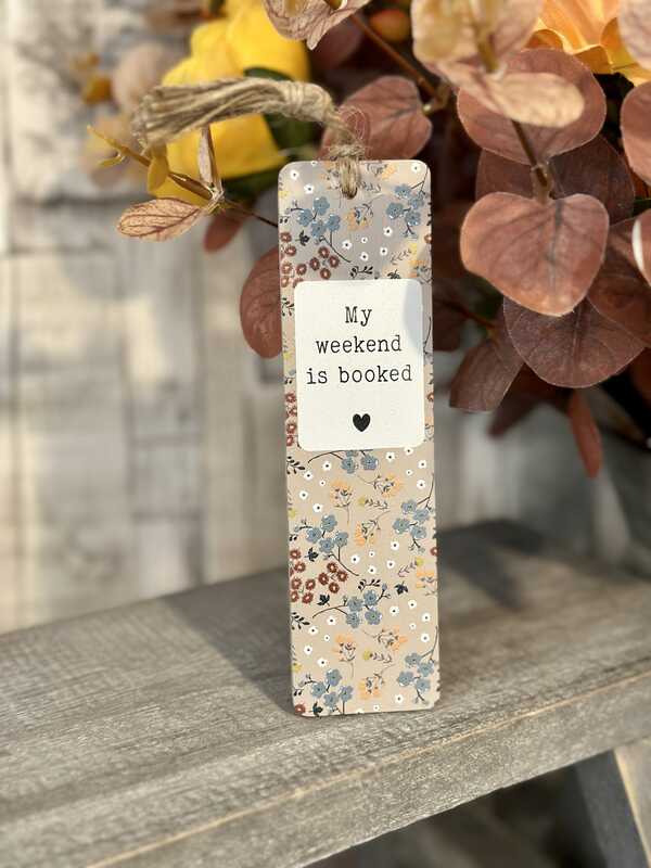 My Weekend Floral Wooden Bookmark