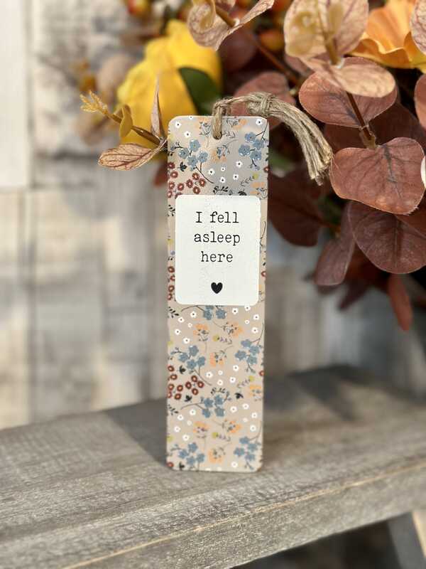 I Fell Asleep Here Floral Wooden Bookmark 