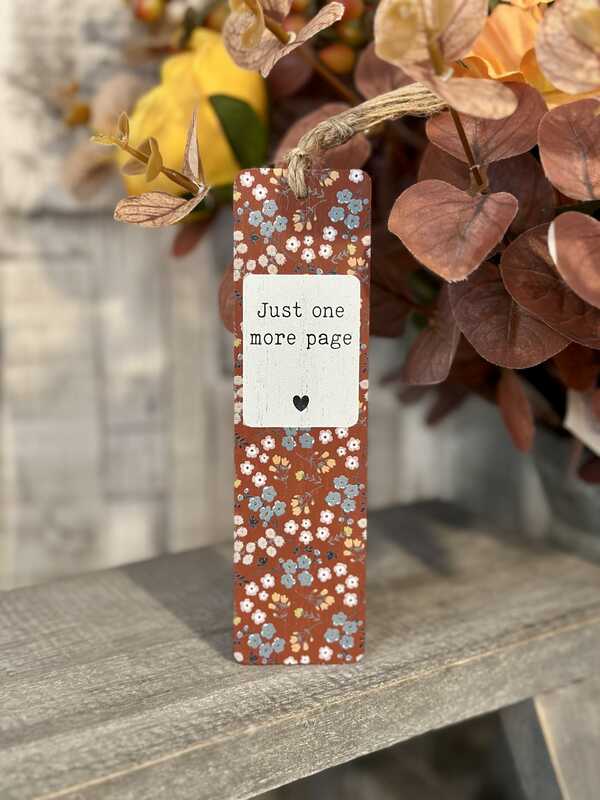 One More Page Floral Wooden Bookmark