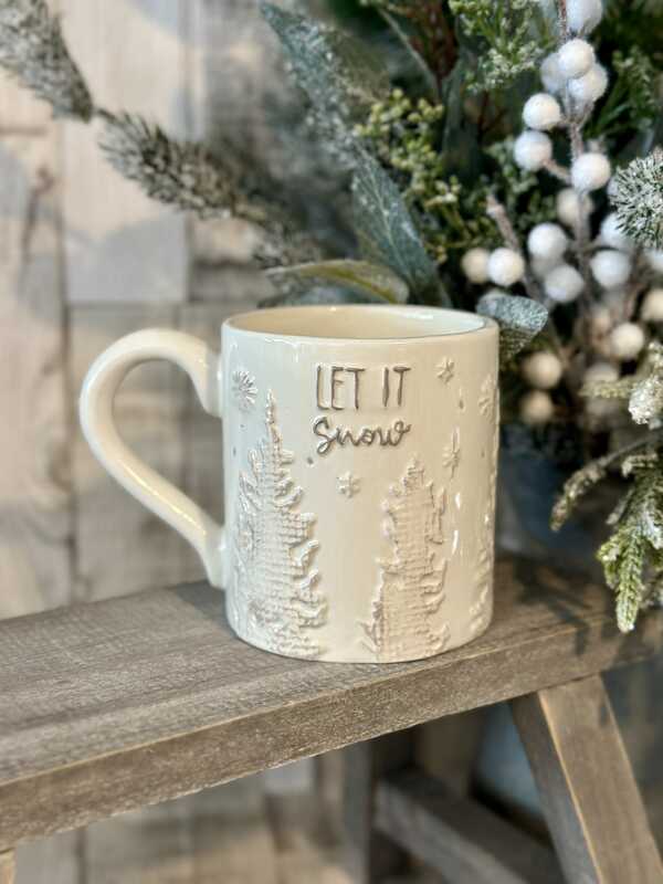 Let It Snow Ceramic Embossed Mug