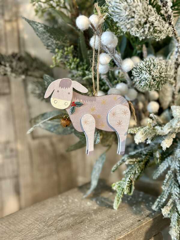 Hanging Wooden Christmas Donkey