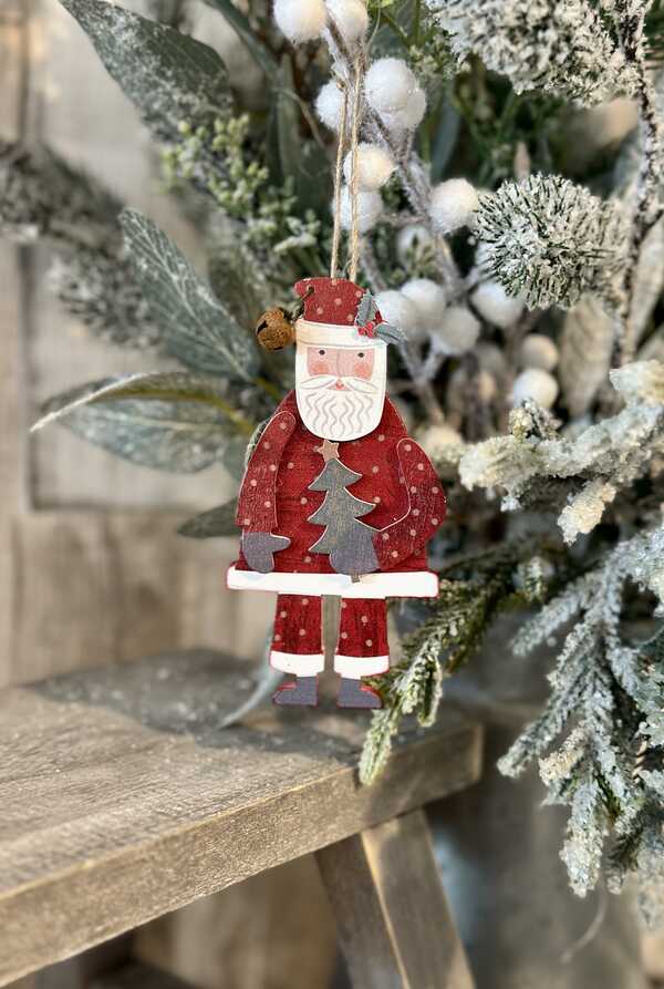 Hanging Wooden Father Christmas